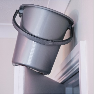 Image result for bucket of water on door prank